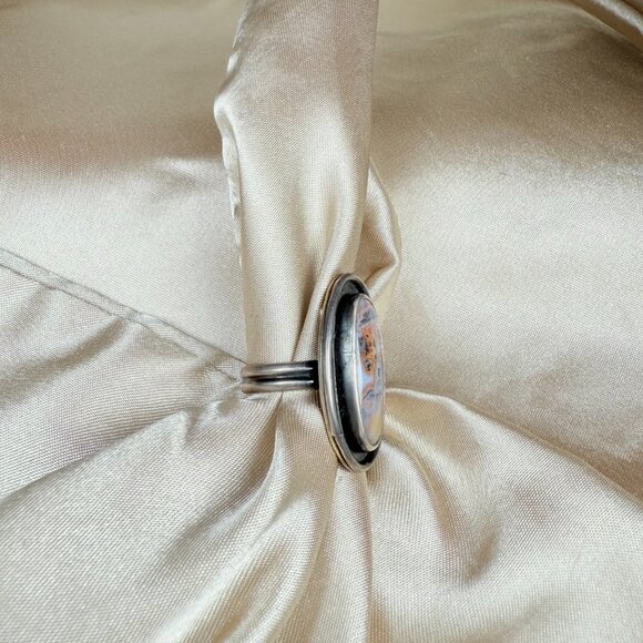 Handmade Silver Ring with Oval Scenic Jasper Natural Gemstone Jewelry Size 7 - Picture 2 of 5